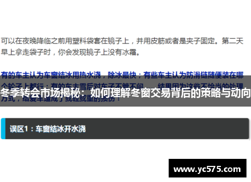 冬季转会市场揭秘:如何理解冬窗交易背后的策略与动向 冬季转会市场揭秘:如何理解冬窗交易背后的策略与动向